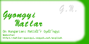 gyongyi matlar business card